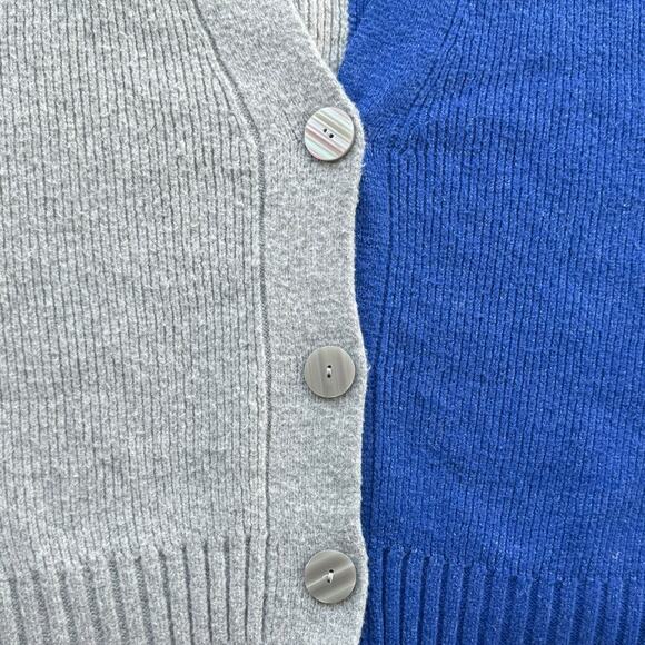 Primark V-Neck Knit Cardigan Sweater Button Up Two-Tone Size Medium Blue Gray - Picture 8 of 14